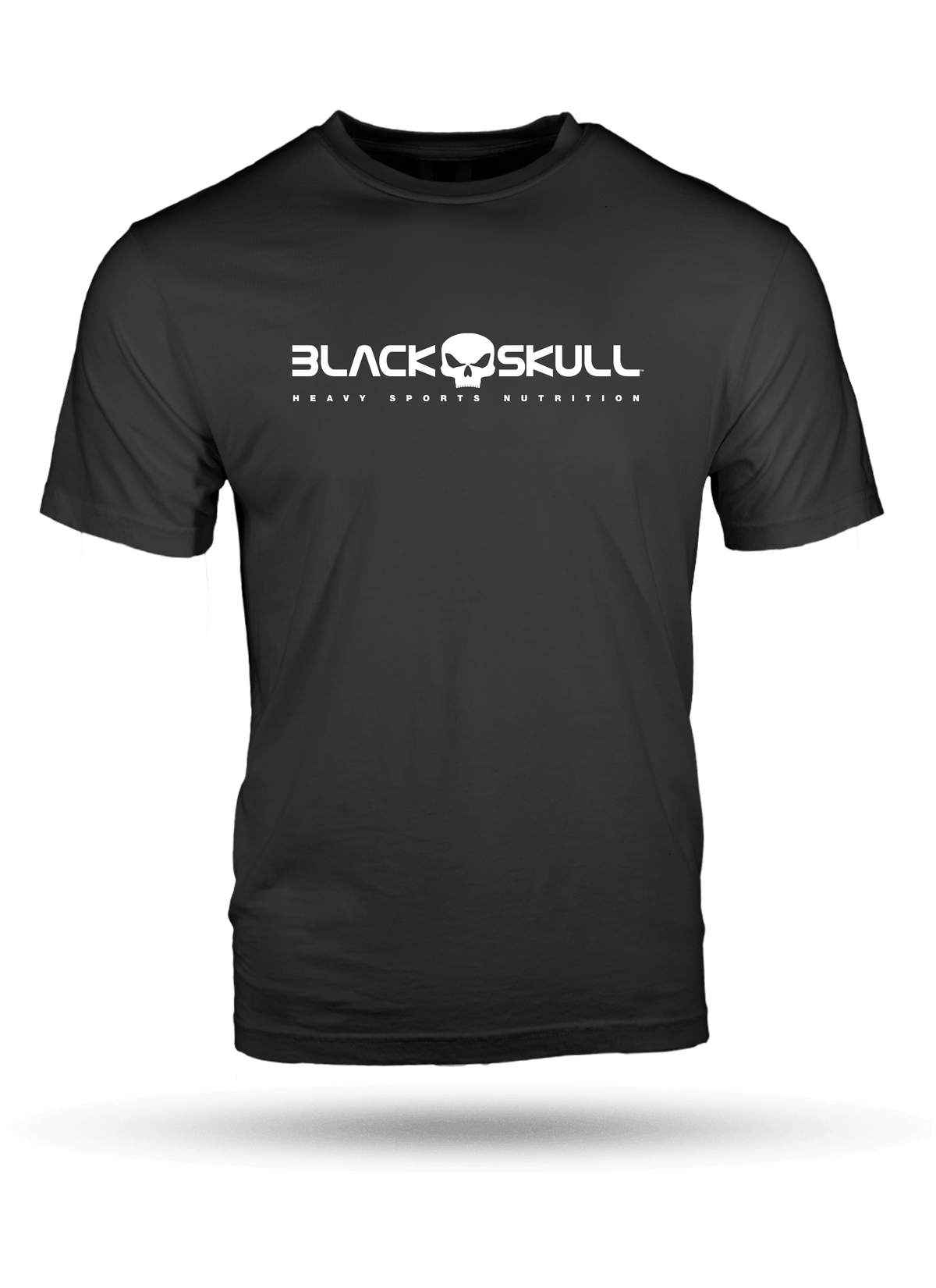 BlackSkull Soft Tee in black with skull logo, front