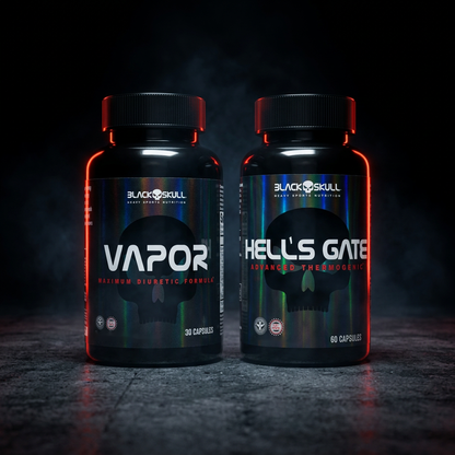 Shred Stack: Black Skull Vapor Diuretic Formula and Hell's Gate Thermogenic bottles